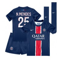 Paris Saint-Germain Nuno Mendes #25 Fußballbekleidung Heimtrikot Kinder 2024-25 Kurzarm (+ kurze hosen)